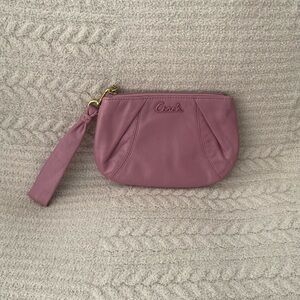 Coach Pink Clutch Wristlet with Pleated Design